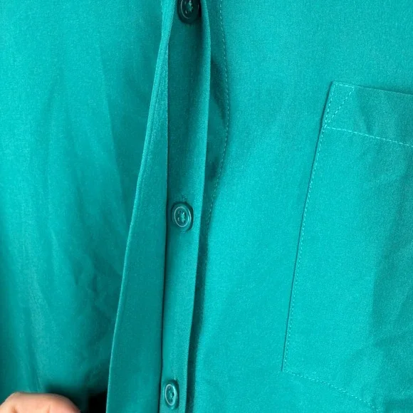 Athleta Green Sleeveless Button Down Collar Shirt Tank Top Blouse XL Extra Large - Picture 5 of 11